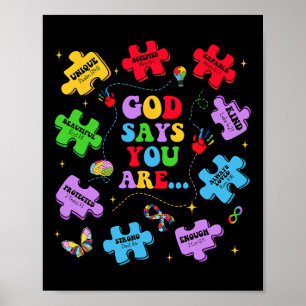God zeg dat je autisme Christelijk Jezus Bijbelver Poster