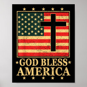 God Zegen Amerika Jezus Christelijk Kruis God Bijb Poster