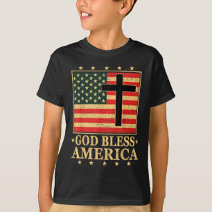 God Zegen Amerika Jezus Christelijk Kruis God Bijb T-shirt
