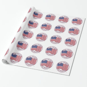 God Zegen Amerika Met De Vlag Van De VS En 50 Ster Cadeaupapier