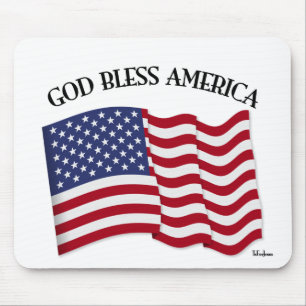 GOD ZEGEN AMERIKA met de vlag van de VS Muismat