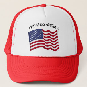 GOD ZEGEN AMERIKA met de vlag van de VS Trucker Pet