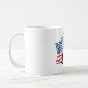 God Zegen Amerika Met Vlag/Adelaar/Vuurwerk Koffiemok