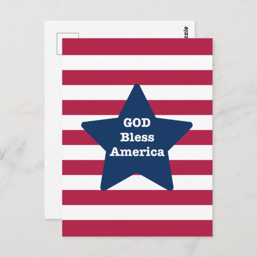 God Zegen Amerika Rood Wit En Blauw Briefkaart (Voorkant / Achterkant)