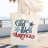 God Zegen Amerika Rood Wit en Blauw Patriottisch Tote Bag
