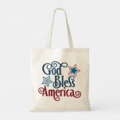 God Zegen Amerika Rood Wit en Blauw Patriottisch Tote Bag (Achterkant)