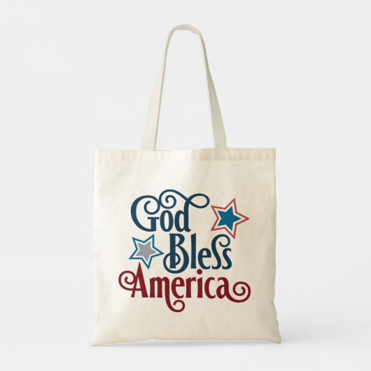 God Zegen Amerika Rood Wit en Blauw Patriottisch Tote Bag (Achterkant)