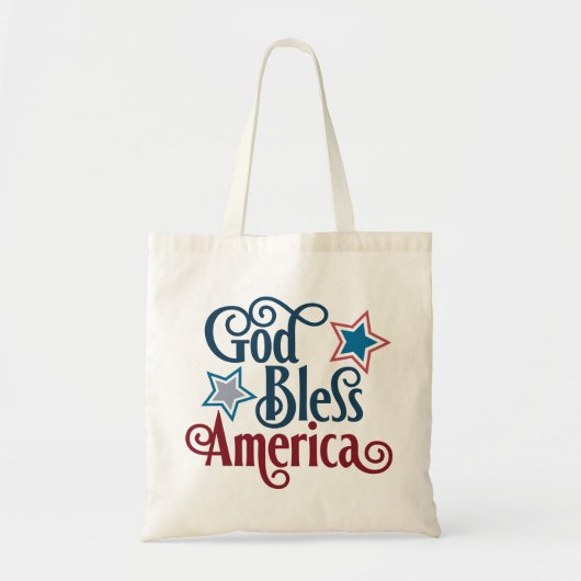 God Zegen Amerika Rood Wit en Blauw Patriottisch Tote Bag (Voorkant)