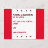 GOD Zegen Canada. Groet, Uw Amerikaanse Vriend. Briefkaart (Voorkant)