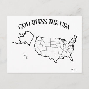 GOD ZEGEN DE VS met Amerikaanse omtrek Briefkaart