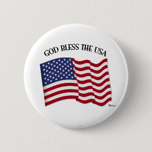 GOD ZEGEN DE VS met de vlag van de VS Ronde Button 5,7 Cm