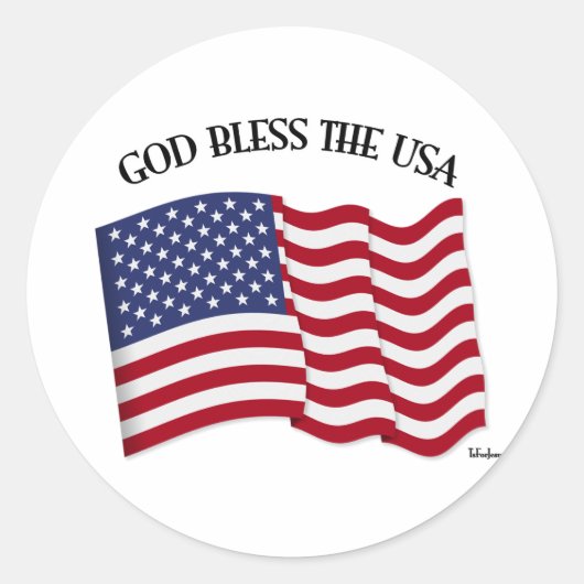 GOD ZEGEN DE VS met VS-vlag Ronde Sticker (Voorkant)