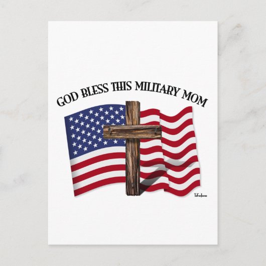 GOD ZEGEN DEZE MILITAIRE MOEDER rouw kruis & Ameri Briefkaart (Voorkant)