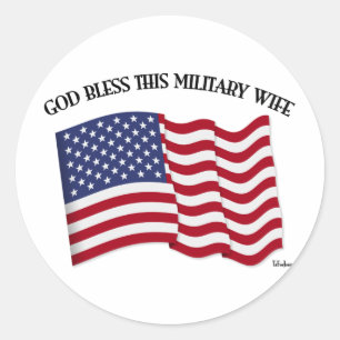 GOD ZEGEN DEZE MILITAIRE VROUW met Amerikaanse vla Ronde Sticker