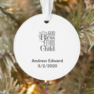 God Zegen Dit Kind Christelijke Nieuwe Baby Doop Ornament