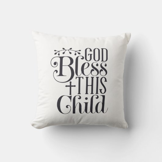 God Zegen Dit Kind Doop Christelijk Kussen (Voorkant)