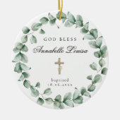 God Zegen Doop Eucalyptus Keramisch Ornament (Voorkant)