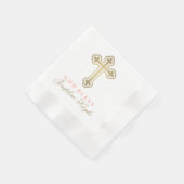 God Zegen Elegant Goud Kruis Doop Meisje Blush Servet (Hoek)