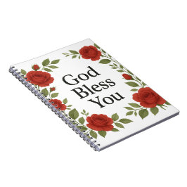 God Zegen Je Religieuze Roos Bloemkaarten Notitieboek