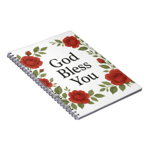 God Zegen Je Religieuze Roos Bloemkaarten Notitieboek