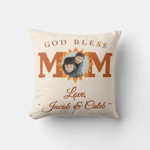 God Zegen Mom Sunflower Kids Foto Kussen