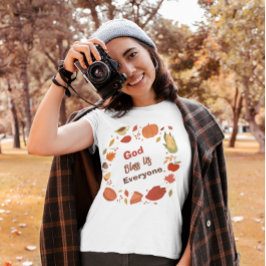 God Zegen Ons Allen Thanksgiving/Herfst Christelij T-shirt