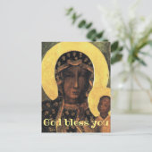 God Zegen U Christelijke Verjaardag Zwarte Madonna Briefkaart (Staand voorkant)
