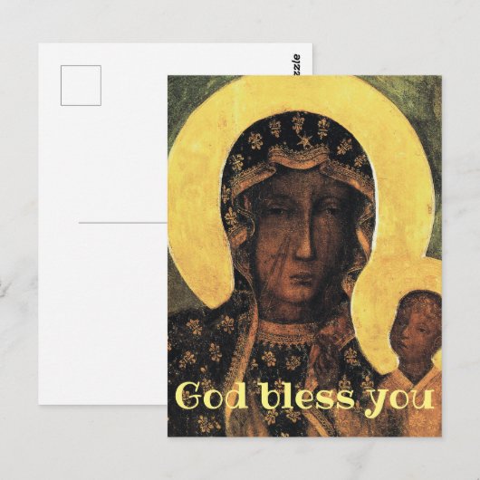 God Zegen U Christelijke Verjaardag Zwarte Madonna Briefkaart (Voorkant / Achterkant)
