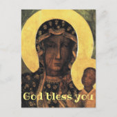 God Zegen U Christelijke Verjaardag Zwarte Madonna Briefkaart (Voorkant)