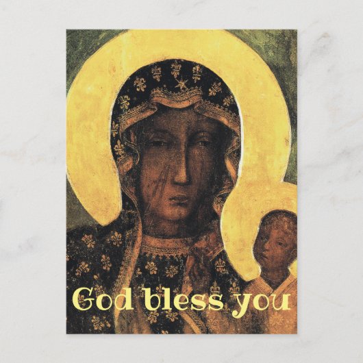 God Zegen U Christelijke Verjaardag Zwarte Madonna Briefkaart (Voorkant)