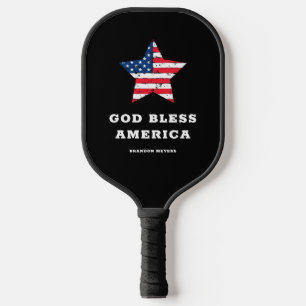 God zegenAmerika Amerikaanse vlag Ster en naam Pickleball Paddle