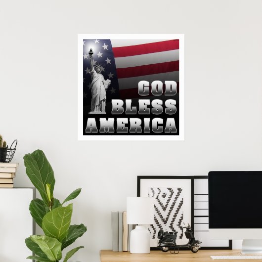 God zegenAmerika Poster (Thuiskantoor)