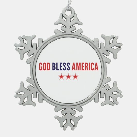 God zegenAmerika Tin Sneeuwvlok Ornament (Voorkant)