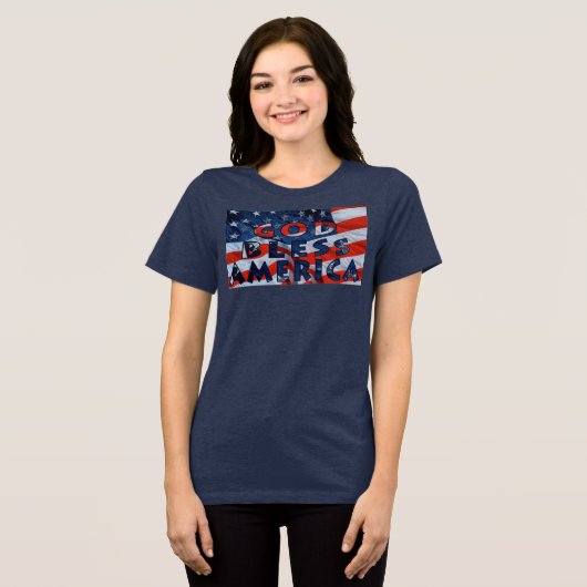 God zegenAmerika Tri-Blend Shirt (Voorkant volledig)