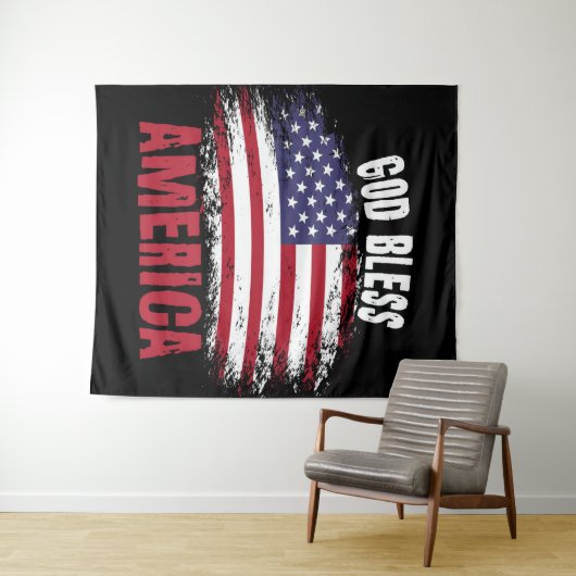 God zegenAmerika Wandkleed (In Situ (horizontaal))