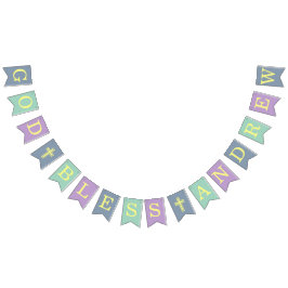 God zegene 6 letters Blauwe Groene Baptisme Commun Vlaggetjes