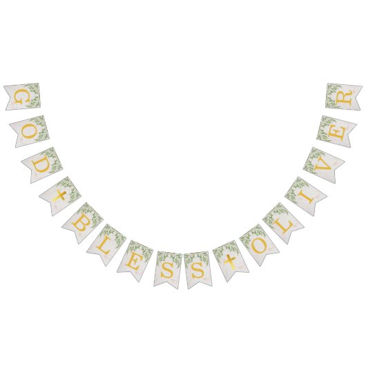 God zegene 6 letters gebladerte gouden doop commun vlaggetjes (Alle)