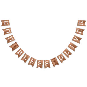 God zegene 6 letters Koperdoop Eerste Communie Vlaggetjes