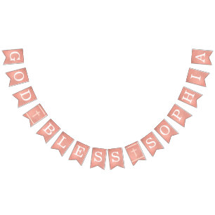 God zegene 6 letters Roos Gouden doop Communie Vlaggetjes