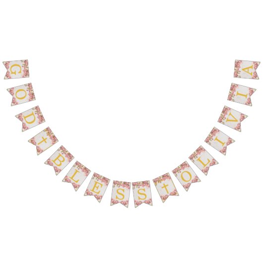 God zegene 6 letters roze orchideeën doop communie vlaggetjes (Alle)