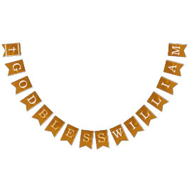 God zegene 7 letters Naam Gouden doop Communie Vlaggetjes