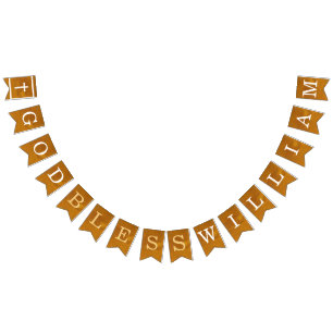 God zegene 7 letters Naam Gouden doop Communie Vlaggetjes