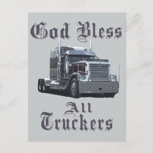 God zegene alle truckers briefkaart (Voorkant)