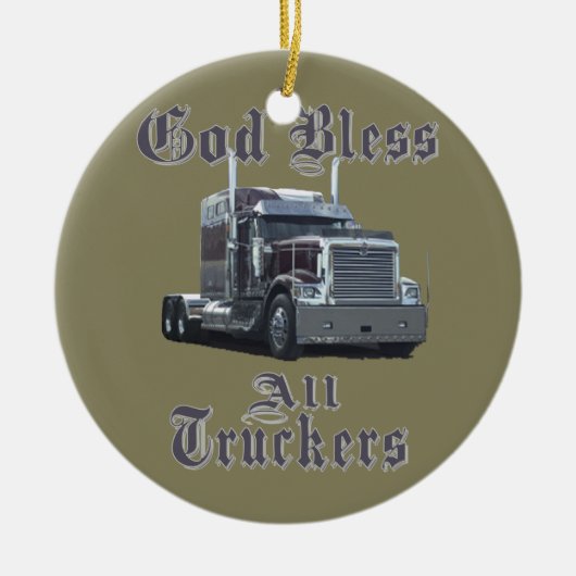 God zegene alle truckers keramisch ornament (Voorkant)