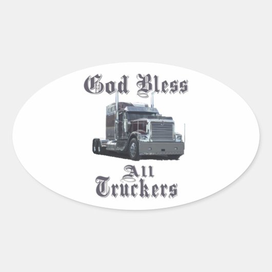 God zegene alle truckers ovale sticker (Voorkant)