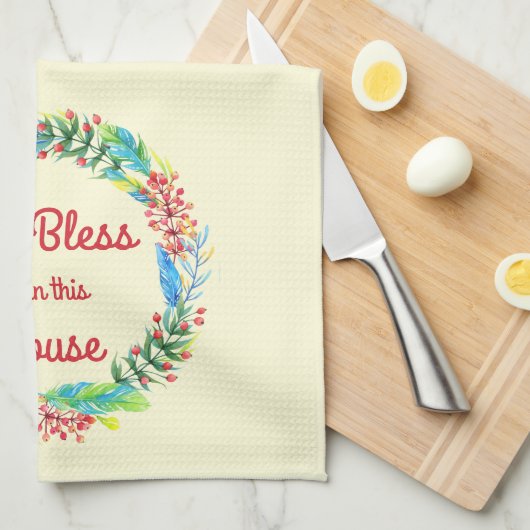 God zegene allen in dit Huis keukenhanddoek (Quarter Fold)