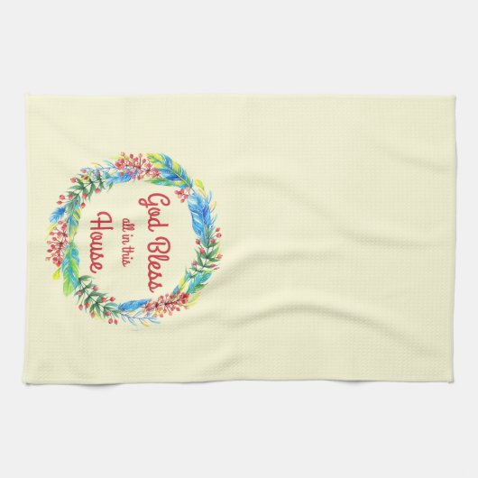 God zegene allen in dit Huis keukenhanddoek (Horizontaal)