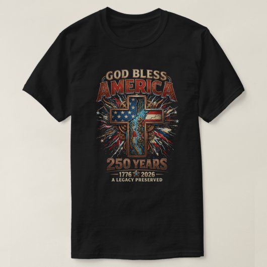 God zegene Amerika 250 Jaar T-shirt (Design voorkant)