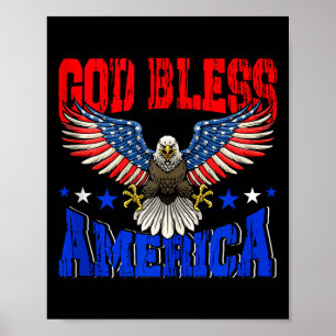 God zegene amerika amerikaanse adelaarsvlag 4 juli poster