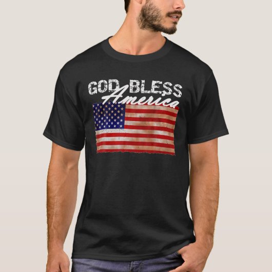 God zegene Amerika Amerikaanse vlag T Shirt (Voorkant)